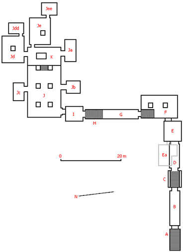 Schematische weergave van de graftombe van Amenhotep III, dynastie 18