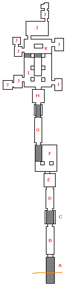 Schematische weergave van de tombe van Horemheb, 18de dynastie