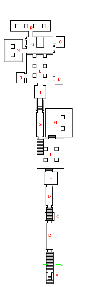 Schematische weergave van de tombe van Seti I, 19de dynastie