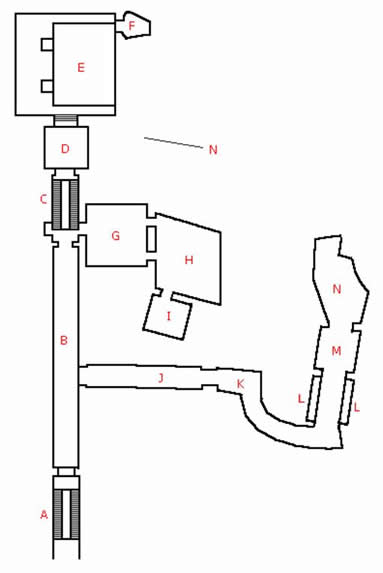 Schematische weergave van de graftombe van Amenhotep 4, 18de dynastie