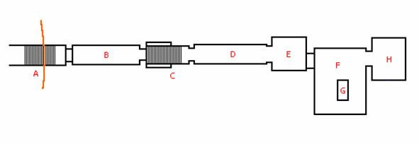 Schematische weergave van de tombe van Ay II, 18de dynastie
