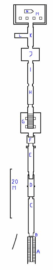 Schematische weergave van de graftombe van Siptah, dynastie 19