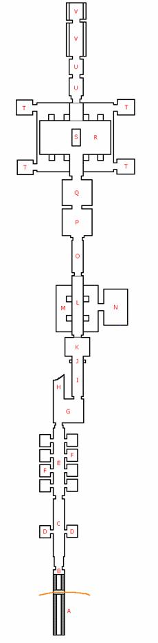 Schematische weergave van de graftombe van Ramses III, dynastie 20
