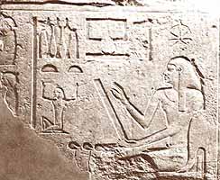 Goddin Seshat registreert buitenlandse buit en gevangenen, uit Senoeseret I's dodentempel
