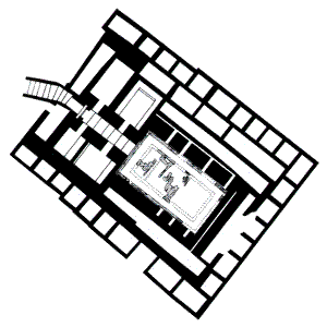 Schematisch overzicht van de graftombe vaan Qaa
